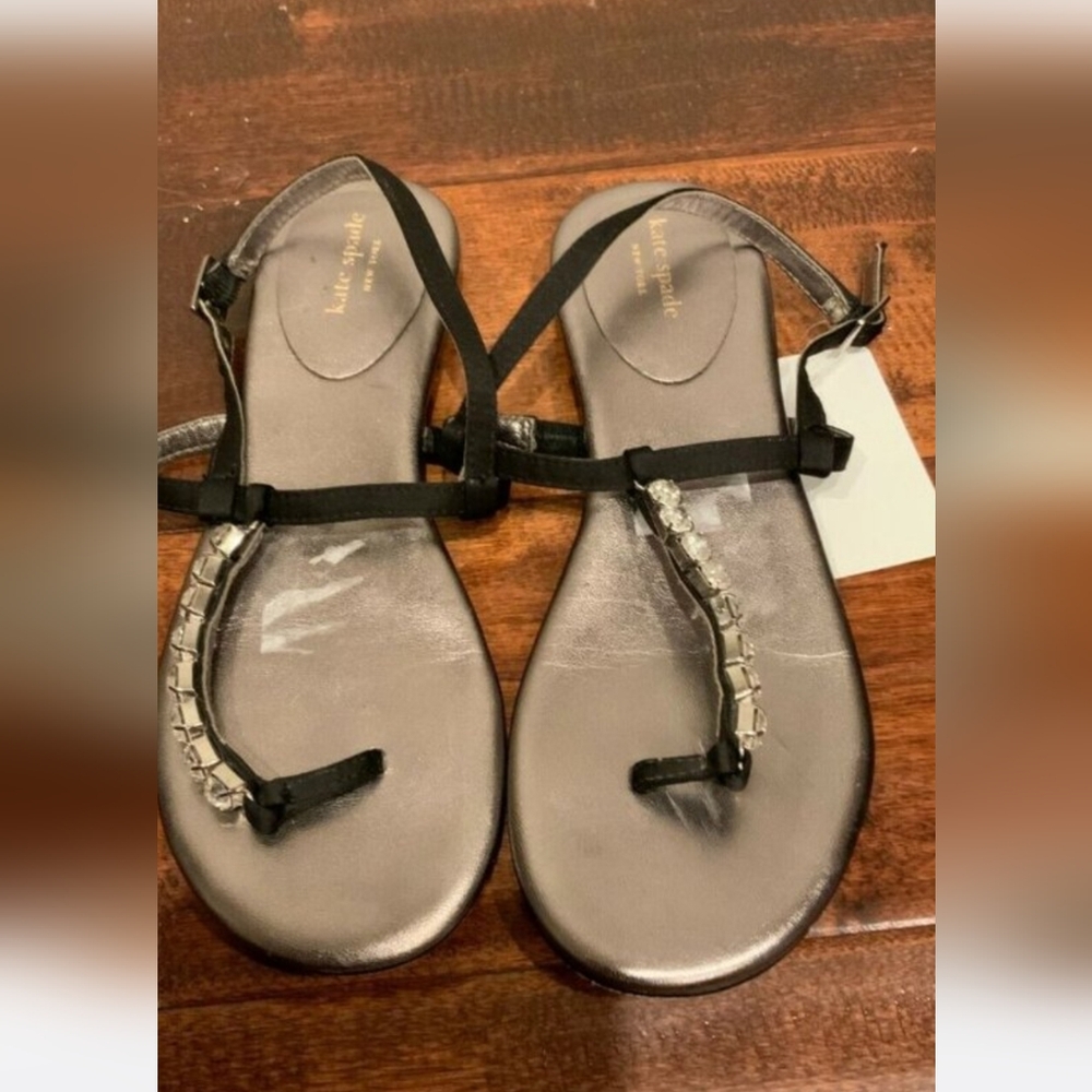 KATE SPADE Black Sandals with Rhinestones